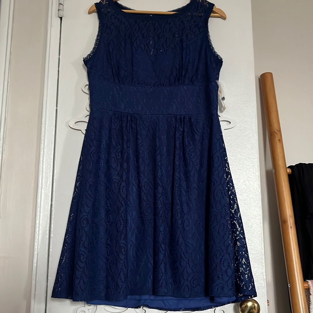 Navy lace overlay dress